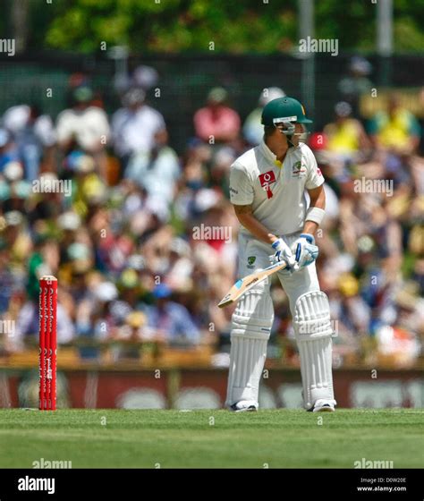 01.12.2012 Perth, Australia. Australian Captain Michael clarke faces up during his innings of 5 ...