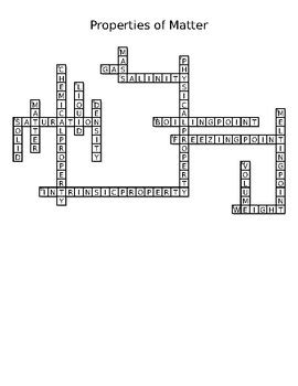 Properties Of Matter Crossword Puzzle By Smiles In Science Tpt