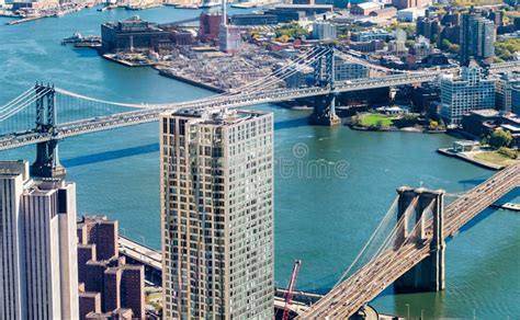 Aerial View of Brooklyn Bridge in New York City Editorial Photography - Image of america, east ...