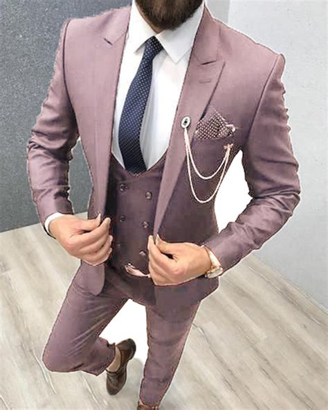 Classyby New 2022 Vanilla Rosemauve Groomsmen Dress Suits Tuxedos Fo