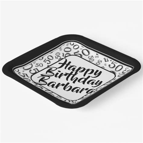 50th Birthday Party Number Pattern Blackwhite Paper Plates Zazzle