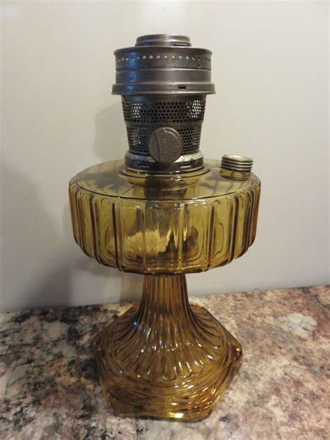 Vintage Old Aladdin Kerosene Lamp Amber Corinthian Model B Burner Antique Price Guide Details