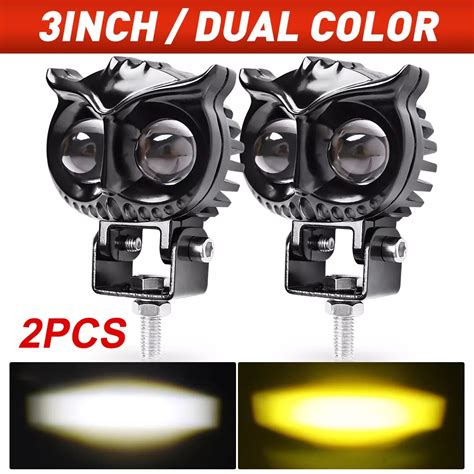 2pcs Motocicleta Faros En Forma De Búho Lente Del Proyector De Doble