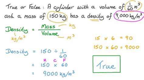 Question Video Calculating The Density Of An Object Given Its Mass And Volume Nagwa