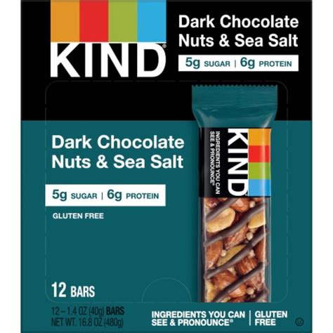 Kind Gluten Free Dark Chocolate Nuts And Sea Salt Healthy Snack Bars 12