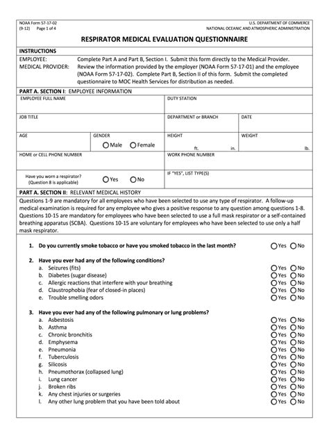 Osha Respirator Medical Evaluation Questionnaire Form Pdf Fill And