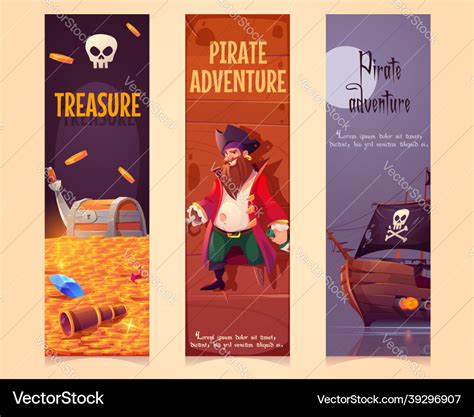 Pirate Adventure Vertical Banners Set Filibusters Vector Image