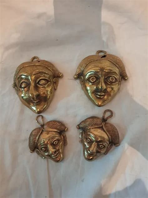 Lot De Masques Africains En Bronze Dor Eur Picclick Fr