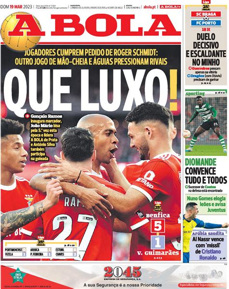 Fora de jogo Capas A goleada do Benfica ao Vitória em grande destaque