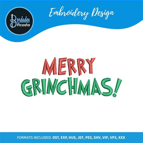 Merry Grinchmas Embroidery Design Etsy