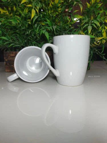 Round Ceramic White Conical Curvy Sublimation Mug Capacity 350ml