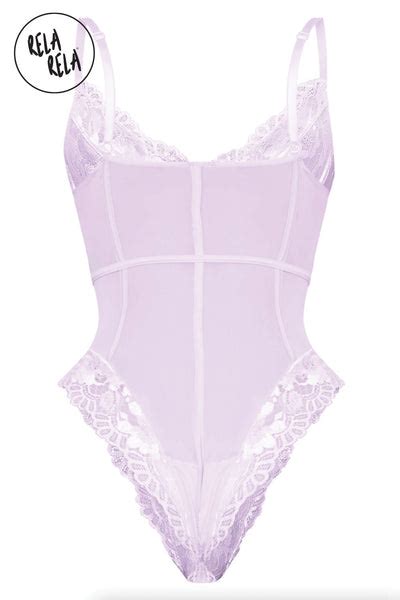 Underwired Floral Lace Detailed Bodysuit In Lilac Rela Rela