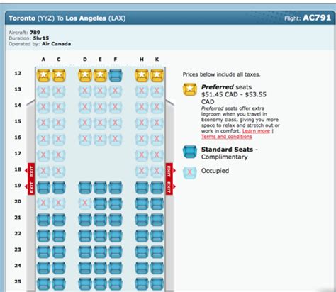 Air Canada Boeing 787 900 Seat Map