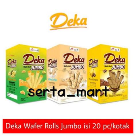 Deka Wafer Roll Jumbo 20pcs X 16gr Choco Banana Durian White Coffee