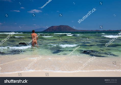 Male Naturist On Fuerteventura Corralejo Beaches Stock Photo