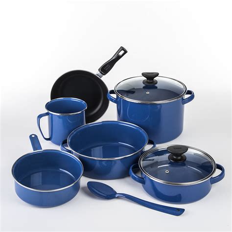 Batería de Cocina Cinsa Novacero 9 piezas Tapa de Vidrio Millenium Azul