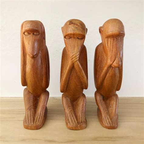 3 Wise Monkeys, See No Evil, Speak No Evil, Hear No Evil, Mid Century ...