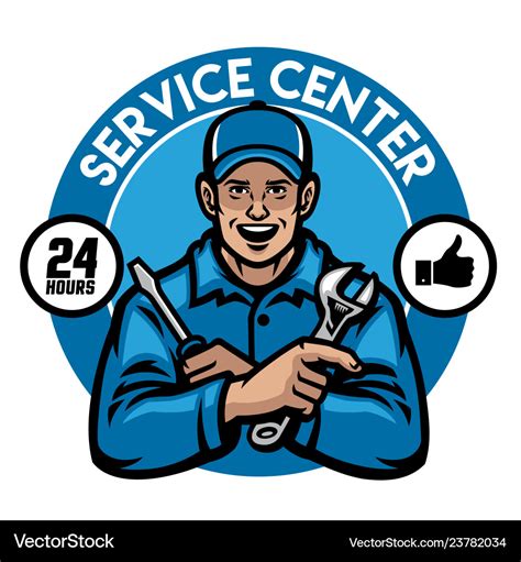 Service center worker badge Royalty Free Vector Image