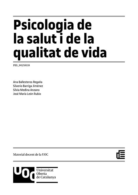 Psico salut modul 0 Psicología de la salud y calidad de vida UOC