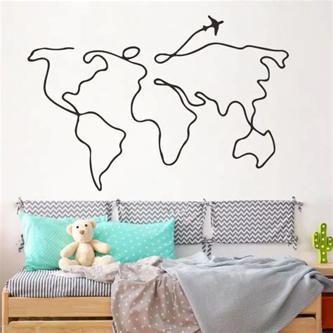 Calcoman A De Pared Con Mapa Del Mundo De Viaje Para Avi N Pegatina De