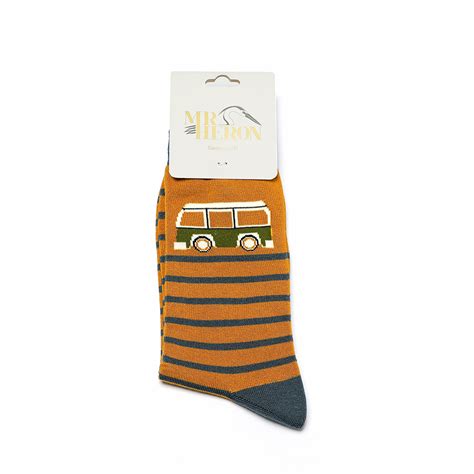 Mr Heron Camper Stripes Socks Mustard