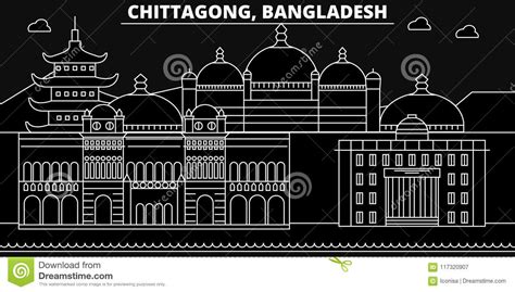 Chittagong Silhouette Skyline. Bangladesh - Chittagong Vector City, Bangladeshi Linear ...