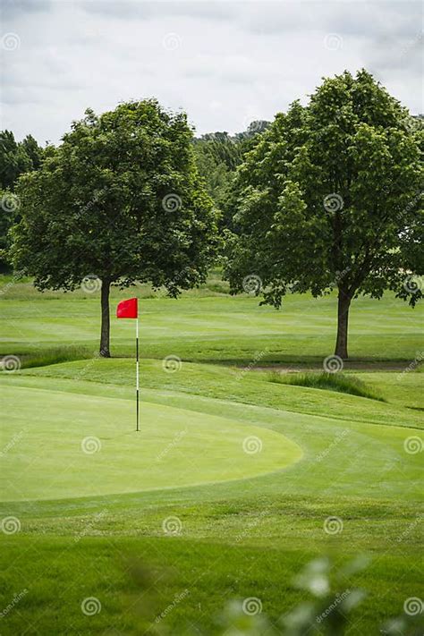 Golf Course With Red Flag Stock Image Image Of Fairway 138237431