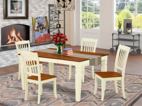 East West Furniture Weston Piece Wood Dining Room Set In Buttermilk