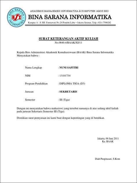 Contoh Surat Keterangan Tidak Sedang Izin Belajar Surat Keterangan