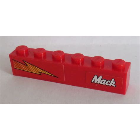 LEGO Red Brick 1 X 6 With Mack And Lightning Right Sticker 3009