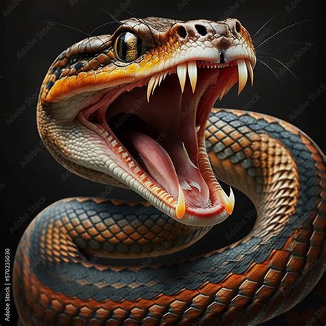 Angry snake showing its teeth. Generative AI. Stock Illustration | Adobe Stock