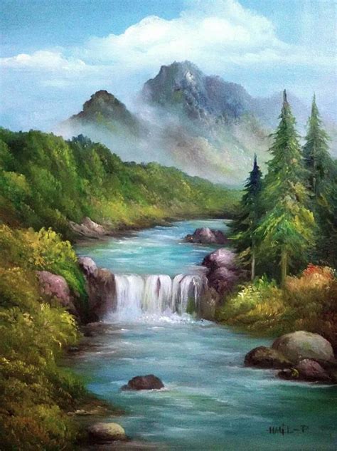 Cascada Landscape Canvas Landscape Paintings Landscape Art