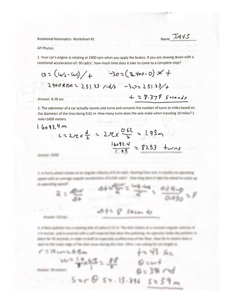 AP Physics Workbook 7 A Relationship Between Arc Length And Angle