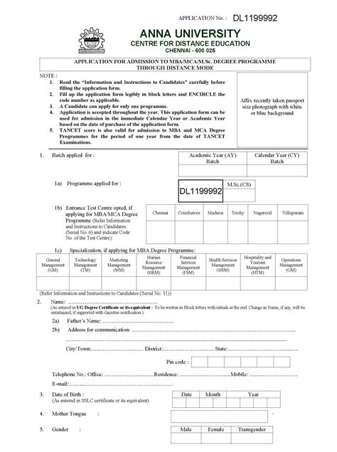 Anna University Mba Admission Form Admission Forms 2023