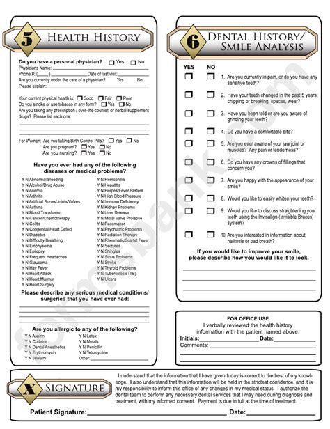 Printable Dental Medical History Forms Printable Forms Free Online