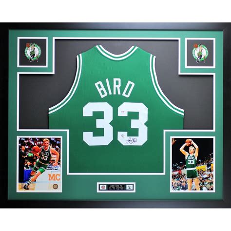 Larry Bird Signed Celtics 35 X 43 Custom Framed Jersey PSA COA