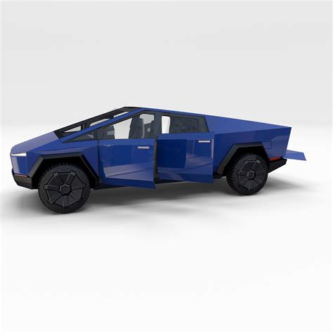 Tesla Cybertruck with chassis and interior Blue 3D model | CGTrader