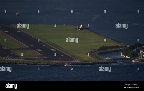 Plane Taking Off At Santos Dumont Airport Rio De Janeiro Stock Photo