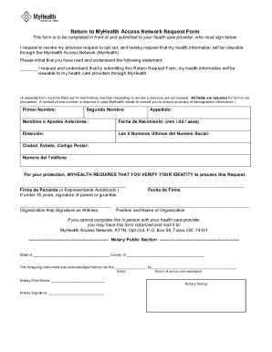 Fillable Online Return To Myhealth Access Network Request Form This