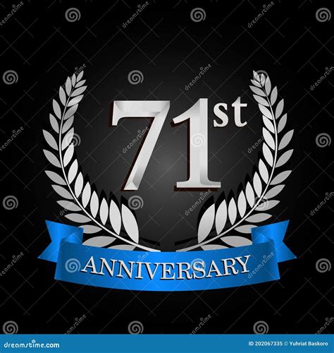 St Anniversary Logo With Blue Ribbon And Laurel Wreath Vector