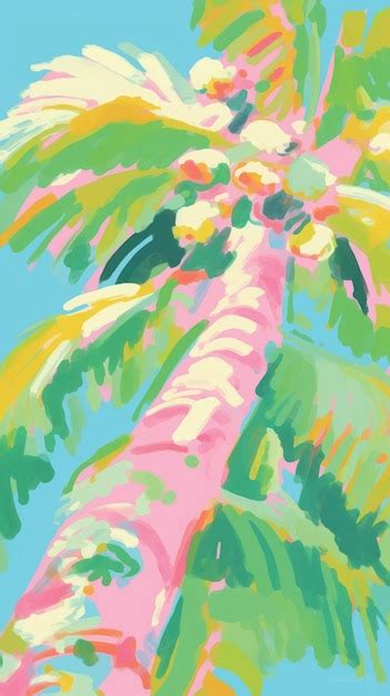 Premium Vector Vibrant Tropical Palm Tree Painting