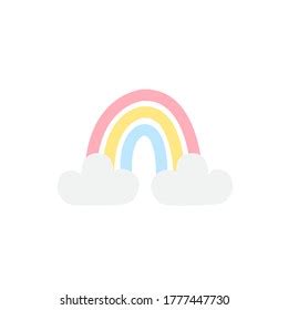 Watercolor Hand Drawn Rainbow Cloudsrain Stock Vector Royalty Free