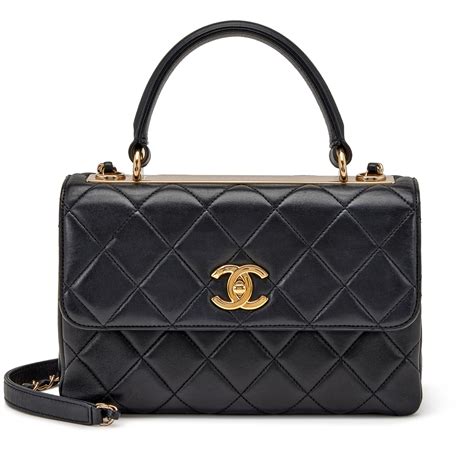 Chanel Black Quilted Lambskin Small Trendy Cc Dual Handle Flap Gold