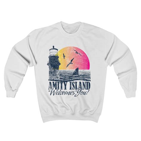 Amity Island Welcomes You Jaws Movie Men S White Sweatshirt Size S To