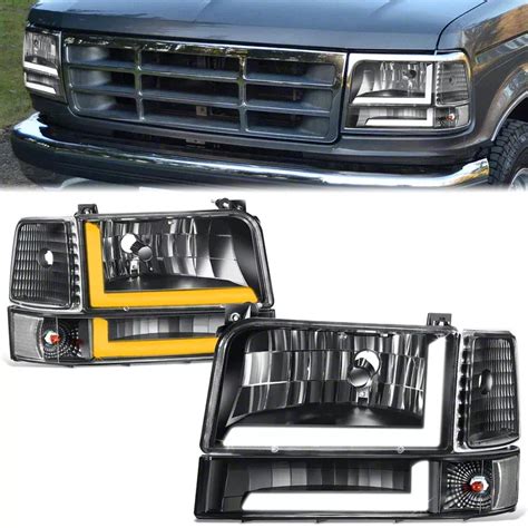 Ecklers LED Switchback Headlights With Clear Corners Black Housing