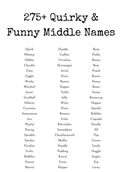 275 Quirky Funny Middle Names Creative Nomenclature