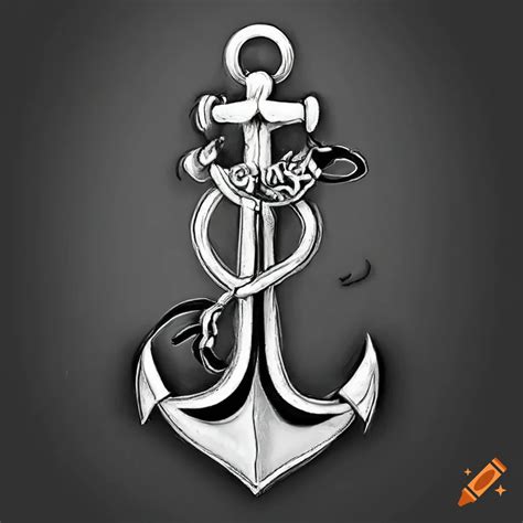 Black And White Anchor Tattoo Design On Craiyon