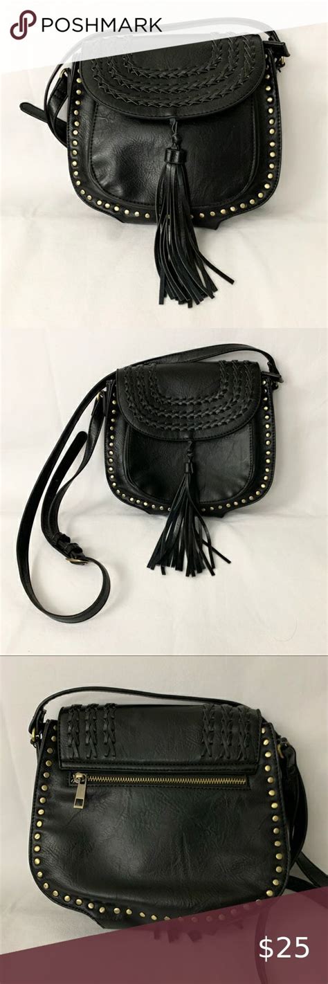 Antik Kraft Black Leather Fringe Tassel Crossbody Leather Fringe Black Leather Leather