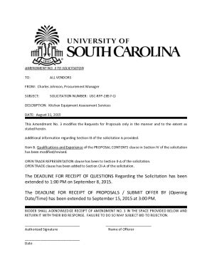 Fillable Online Sc Edupurchasingsolicitationsamendment No To