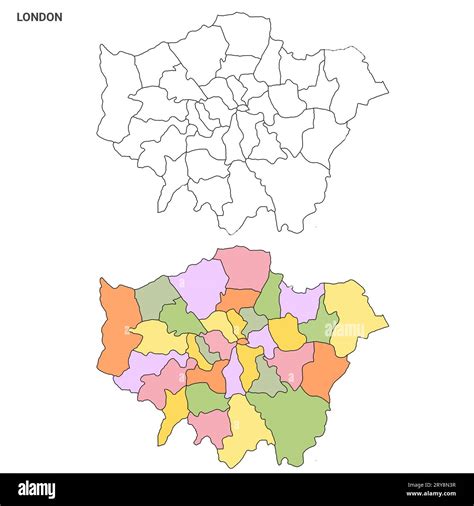 Greater London Administrative Map Set - blank counties or boroughs outline Stock Photo - Alamy